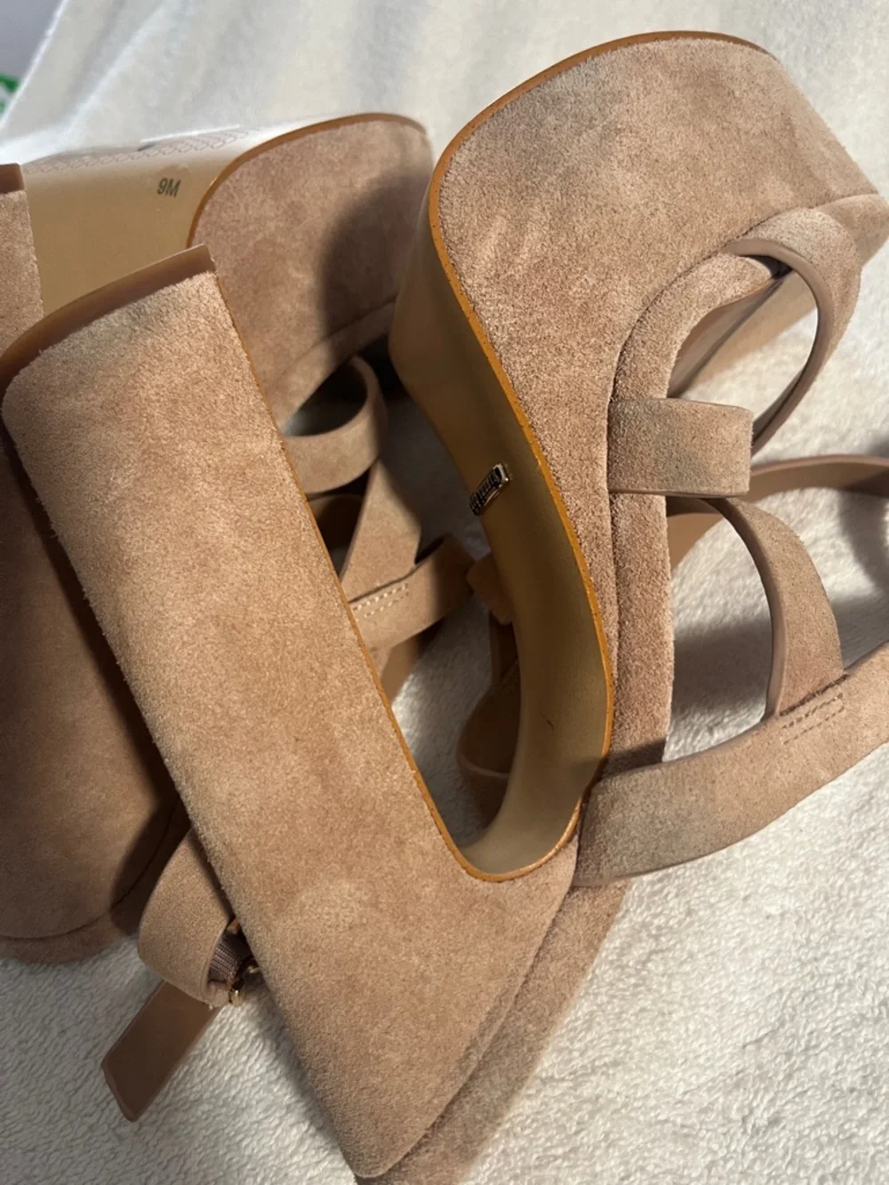 Gianni Bini Beige Suede Strappy Platform Sandal